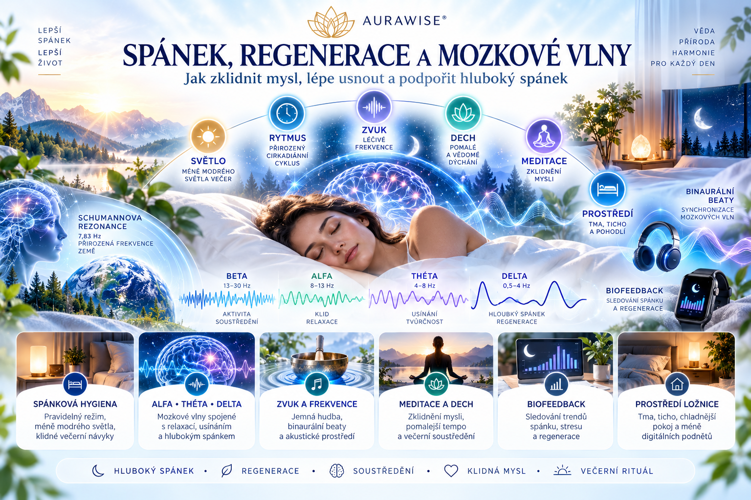 Jak rychle usnout a zlepšit hluboký spánek: mozkové vlny a regenerace | AURAWISE