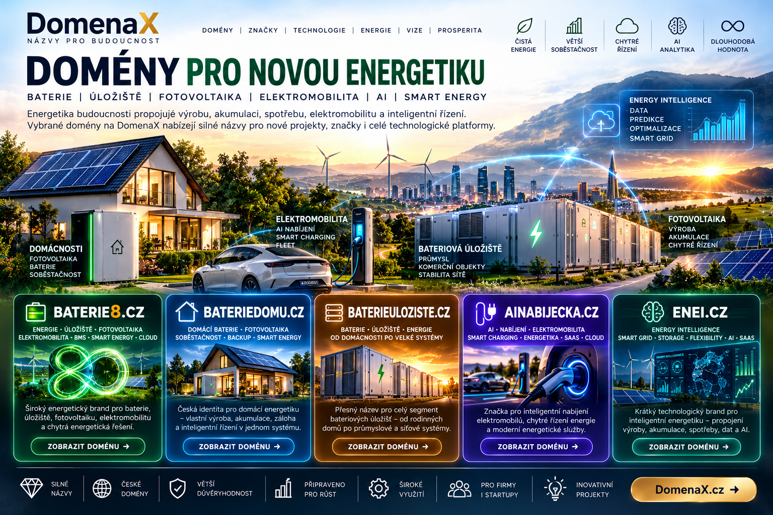 Domény pro baterie, úložiště a smart energy | DomenaX