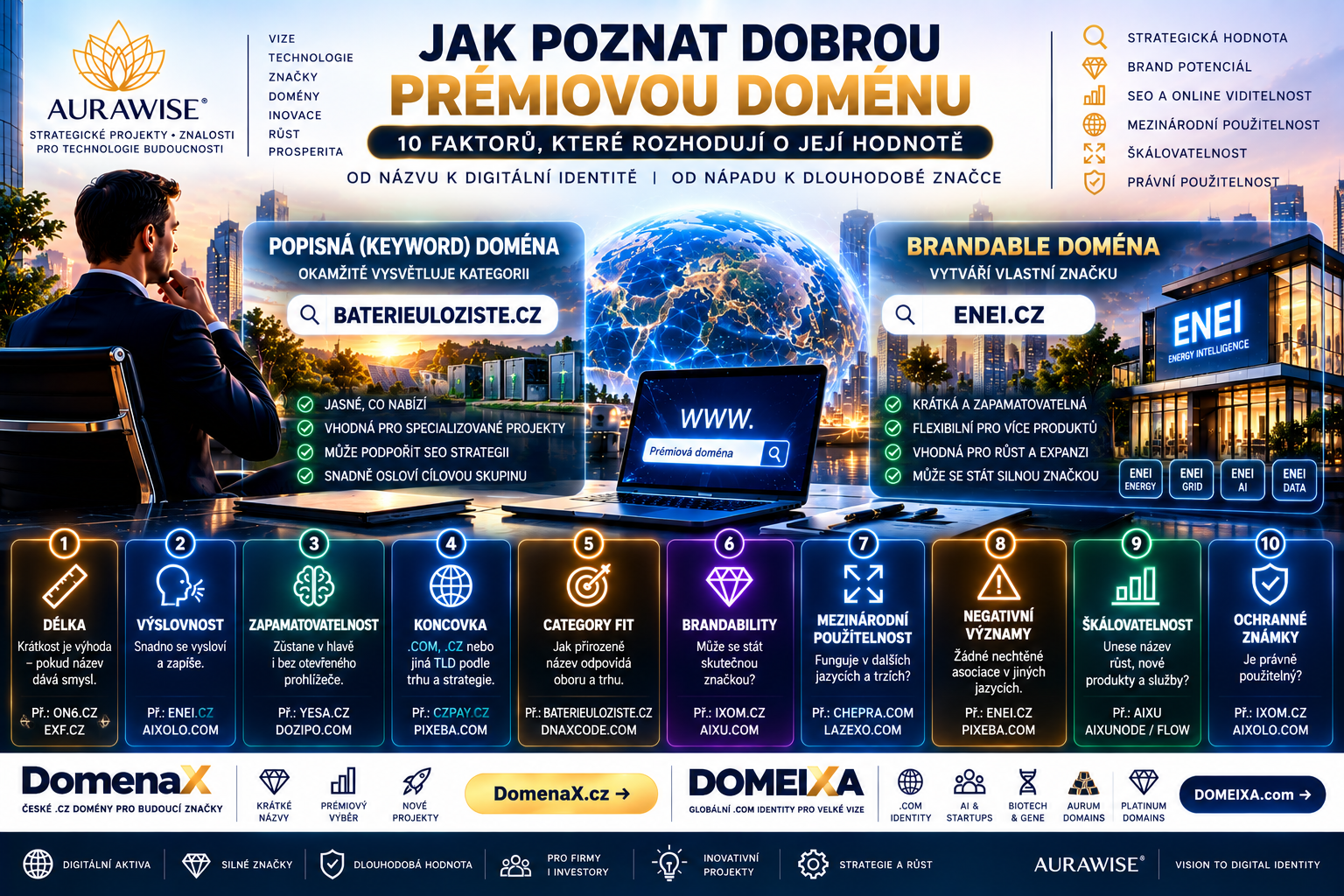 Jak poznat dobrou prémiovou doménu: 10 faktorů hodnoty | AURAWISE