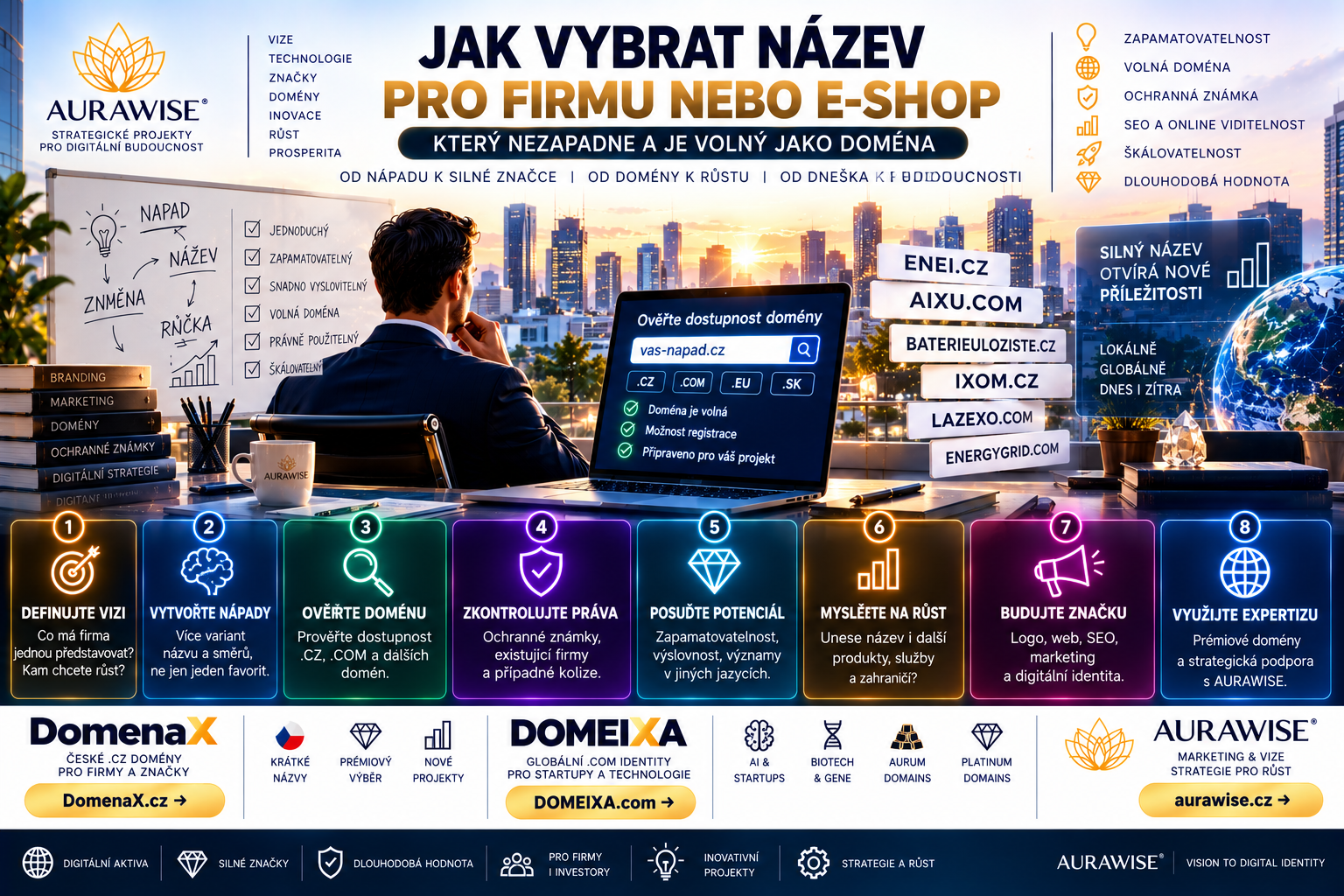 Jak vybrat název firmy nebo e-shopu a volnou doménu | AURAWISE