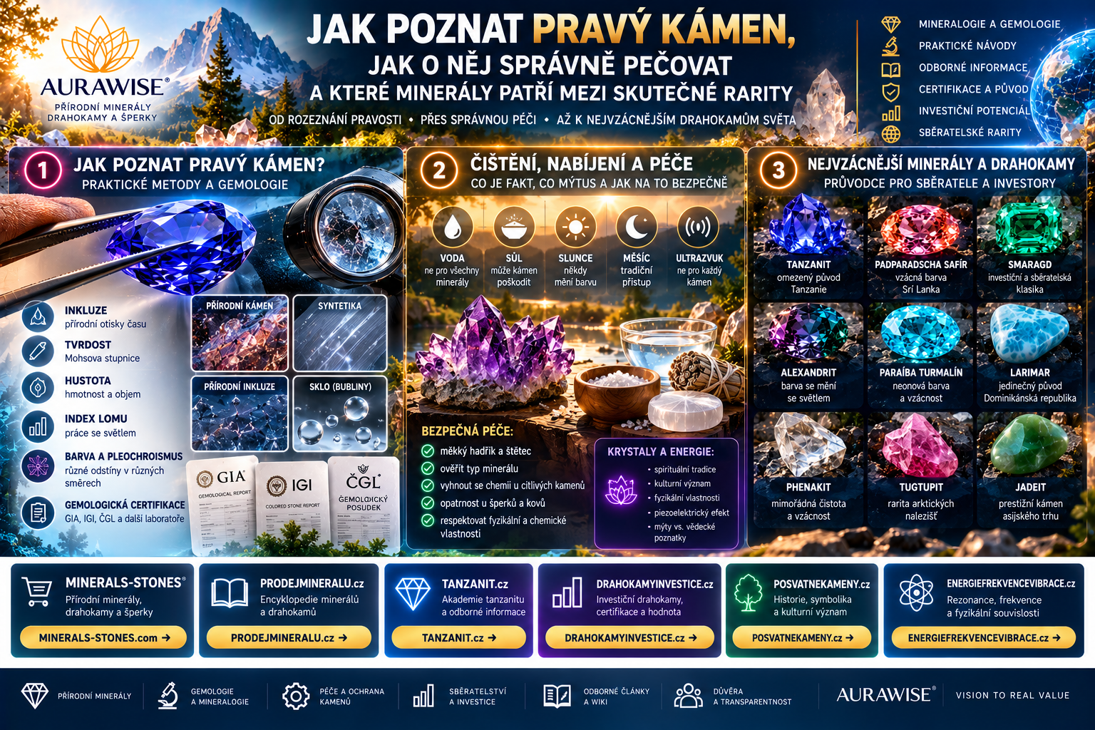 Jak poznat pravý drahokam, čistit krystaly a nejvzácnější minerály | AURAWISE