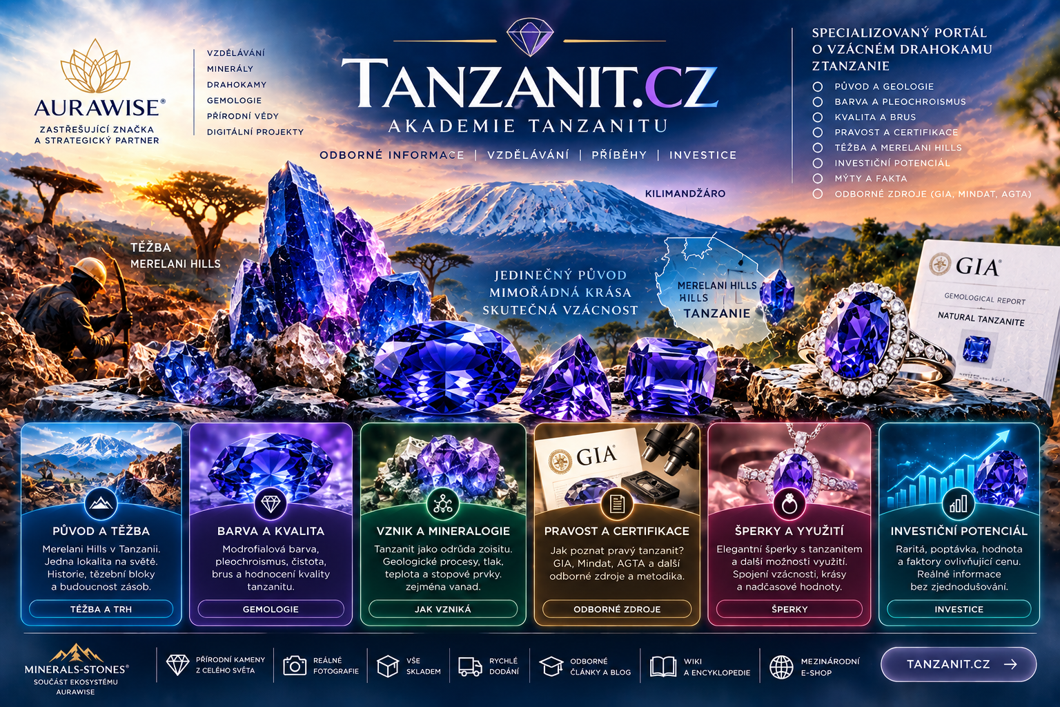 Tanzanit.cz: Akademie tanzanitu, gemologie a vzácný drahokam