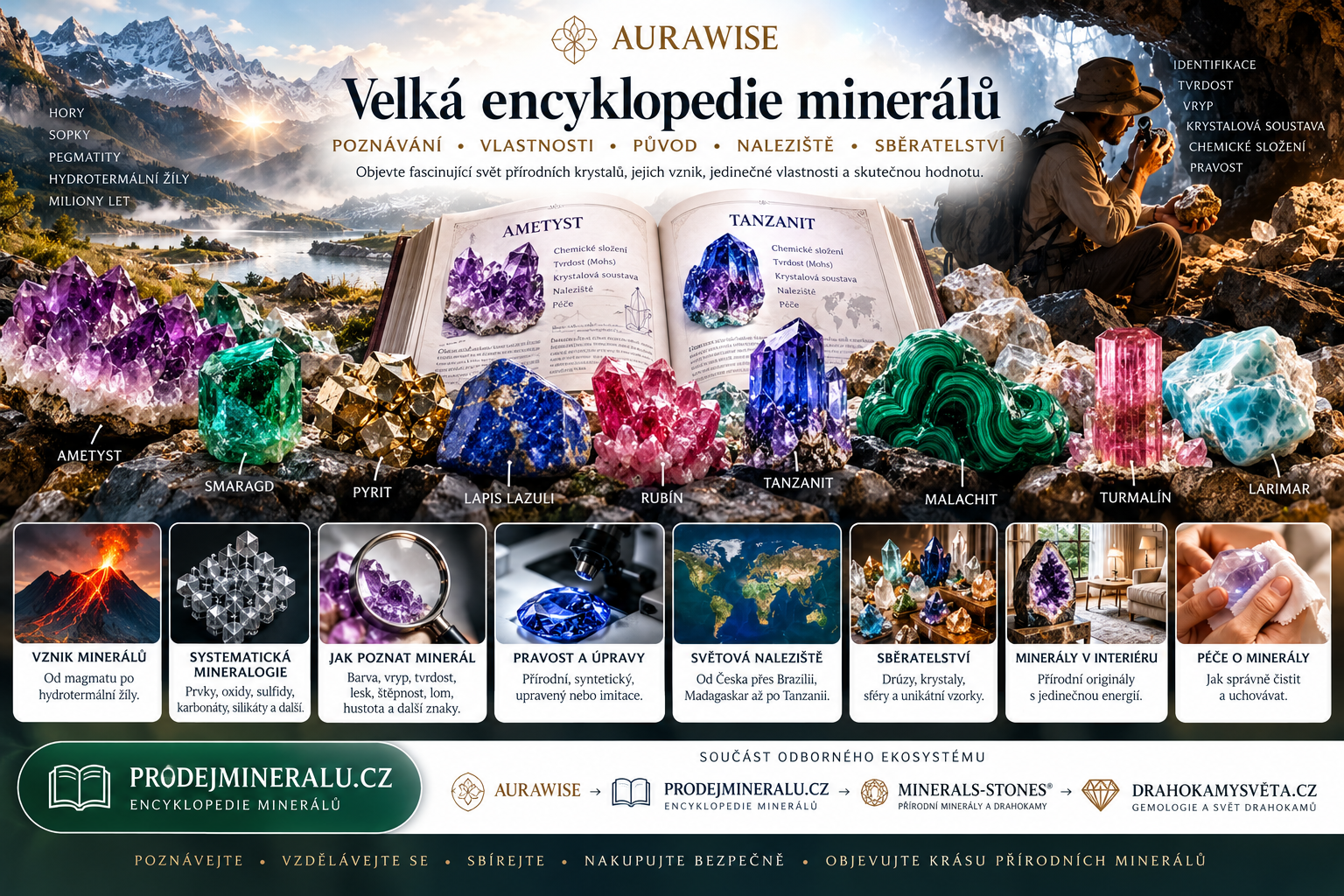 Encyklopedie minerálů: druhy, vlastnosti, poznávání kamenů a prodej | AURAWISE